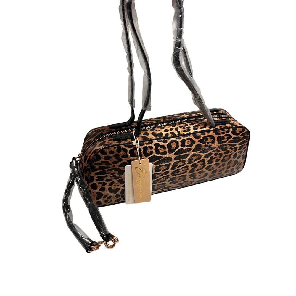 Emperia Leopard Print TiKTok Viral East-West Baguette Style Shoulder Handbag